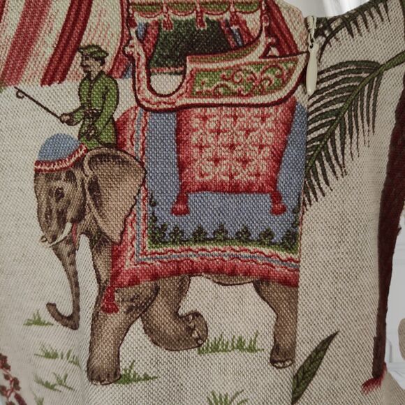 Vintage 90s Elephant Tapestry Print Midi Dress Size 8 Beaded Cotton India - Picture 15 of 16